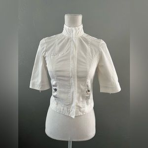 White House Black Market 
Womens  Ivory Zip Career Blazer size 2